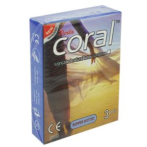 Coral-Super Dotted Lubricated Condom - 3 Pieces